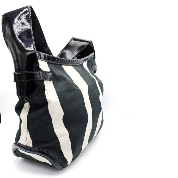 KATE SPADE Zebra Hobo Bag | Iconic | Y2K Canvas & Patent Leather | Green Lining - Picture 6 of 16